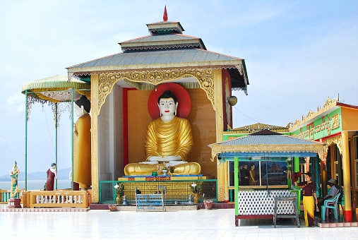 Buddha statue in Third Mile Temple. Located in Kawthoung, Myanmar.