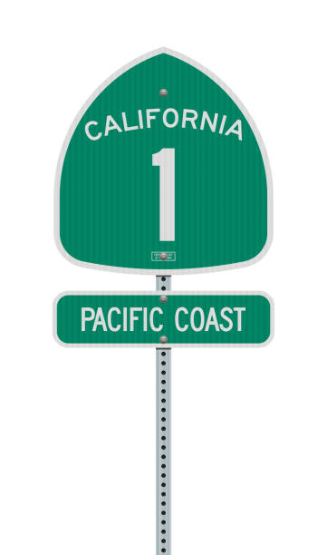 illustrations, cliparts, dessins animés et icônes de panneaux routiers de côte pacifique et d’autoroute d’état de la californie - state highway