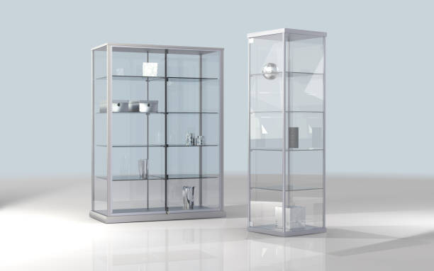 istock 3D Illustration of a two glass showcase in a light room 1297920363