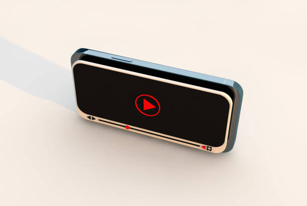 Play video online mock up and modern smartphone. Media player Youtuber concept 3D Render