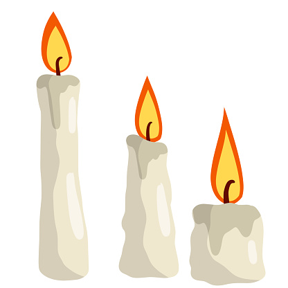 Cera de la vela fuego blanco llama de dibujos animados vector gratis