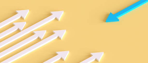 istock idea Creative success leadership White and Yellow Arrow business Victory on the difference concept on Yellow Background.Copy Space,digital banner - 3d rendering 1297930781