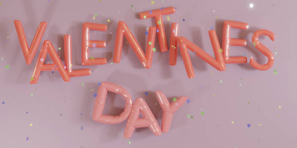 istock red valentine sign with balloons and confetti falling 1297933744
