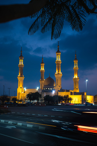 Ras al Khaimah largest mosque in the United Arab Emirates northern emirate at dusk