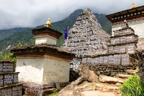 istock Ancient buddhist stones with sacred religious mantras. Nepal 1297943456