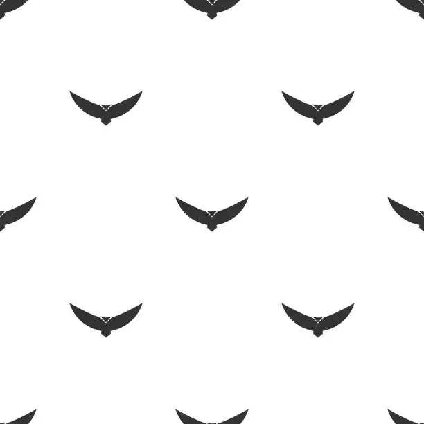 Vector illustration of Black bird seamless pattern.