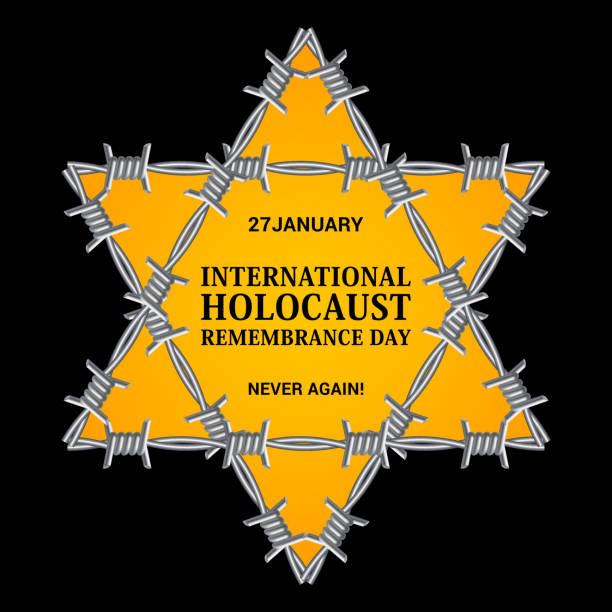 illustrazioni stock, clip art, cartoni animati e icone di tendenza di giornata internazionale della memoria dell'olocausto. 27 gennaio. - auschwitz