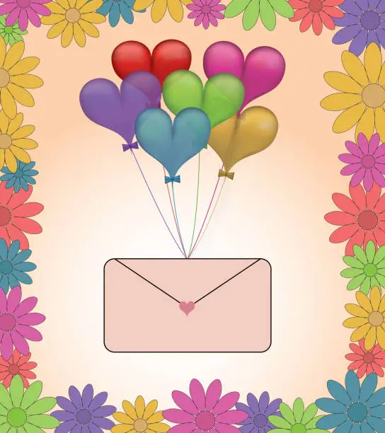 Vector illustration of Balloons with love letter