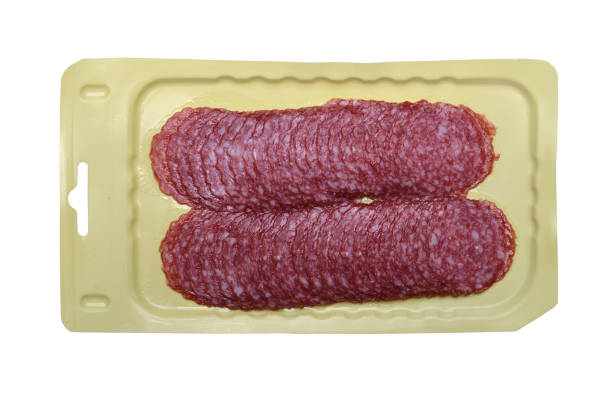 Pack of the salami isolated on a white background.