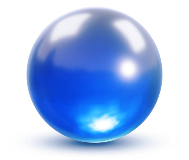 istock Blue sphere 3D, glossy and shiny isolated 1297953598