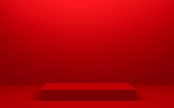 istock The red podium geometric for Product presentation. 3D rendering 1297954498