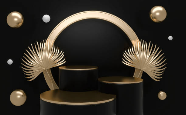istock Black Abstract and podium geometric for Product presentation. 3D rendering 1297954513