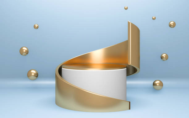 istock Cyan abstract on podium geometric for Product presentation. 3D rendering 1297954591