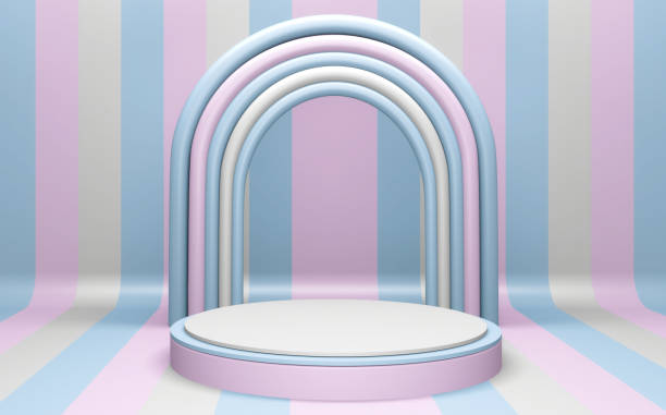 istock Pink and Cyan abstract on podium geometric. 3D rendering 1297954608