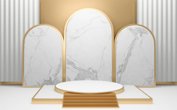 istock white podium on background abstract minimal style. 3D rendering 1297954693