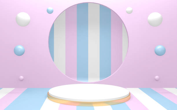 istock Pink and Cyan abstract on podium geometric. 3D rendering 1297954828
