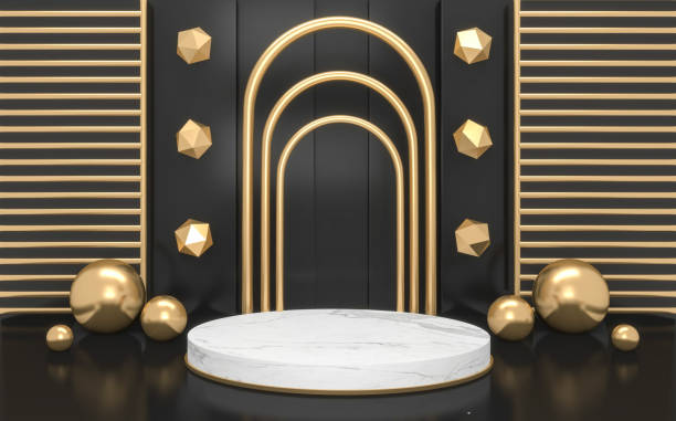 istock Black Abstract and podium geometric for Product presentation. 3D rendering 1297954909