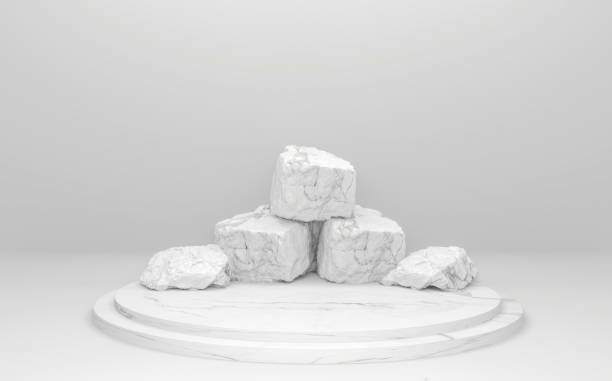 istock White abstract on podium geometric for Product presentation. 3D rendering 1297954954
