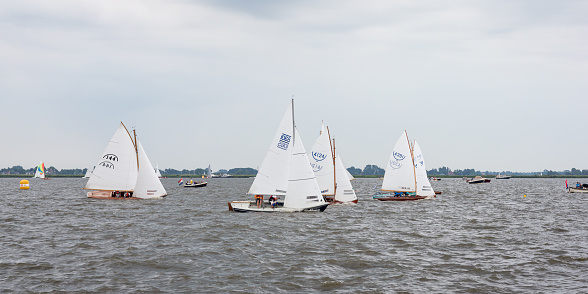 Sneek, Friesland, the Netherlands, august 6th 2014, sailing boats on the Sneekermeer lake, competing during the traditional annual 'Sneekweek' festivities that were first held in 1934
