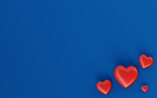 Red Heart Shapes on Blue Background