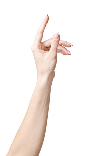 istock female hand poiting by finger isolated on white background with clipping path 1297960647