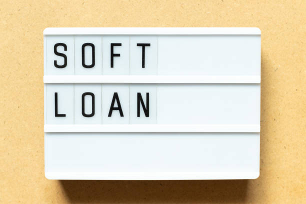 istock Lightbox with word soft loan on wood background 1297960661