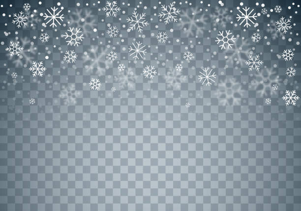 ilustraciones, imágenes clip art, dibujos animados e iconos de stock de noche de invierno cayendo copos de nieve fondo transparente - snowflake falling christmas backgrounds