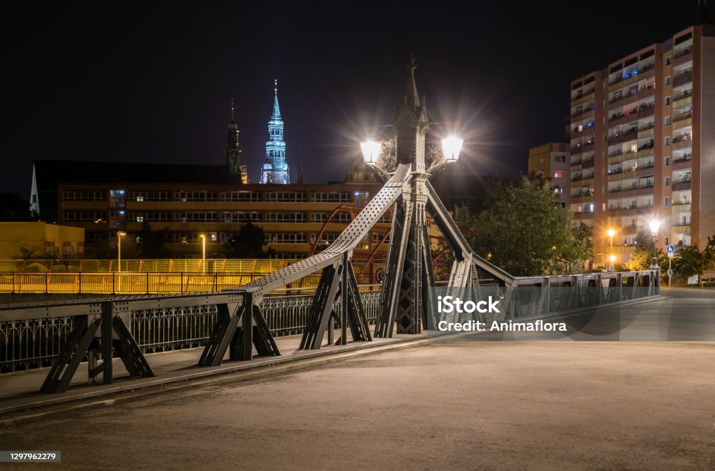 City from Zwickau at night Theatrical Performance Stock Photo