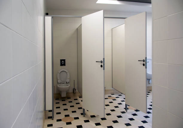 istock White toilets in a public toilet 1297966163