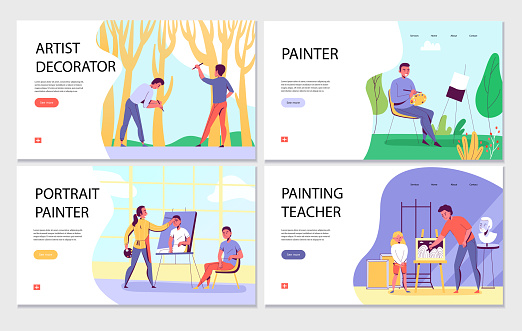 Creative Profession Creative Professions Banners Set Stock Illustration - Download Image ...