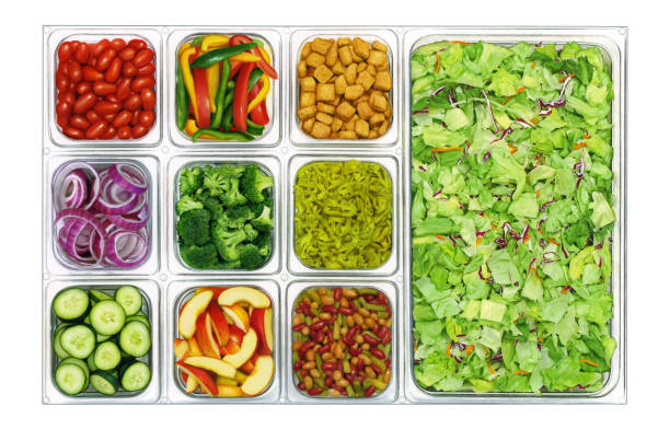 salatbehälter - salatbüffet stock-grafiken, -clipart, -cartoons und -symbole