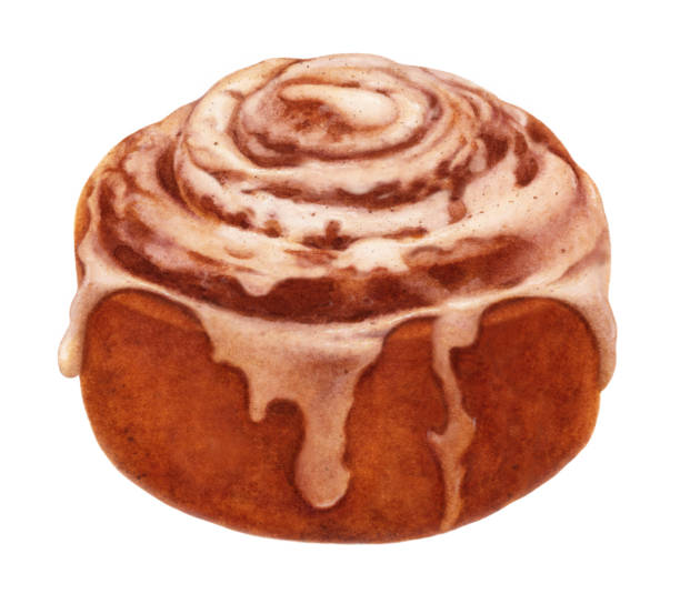 Sweet Roll An illustration of a tasty cinnamon roll with dripping icing. cinnamon roll stock illustrations