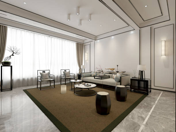 istock 3d render. Modern living room interior scene. 1297975681