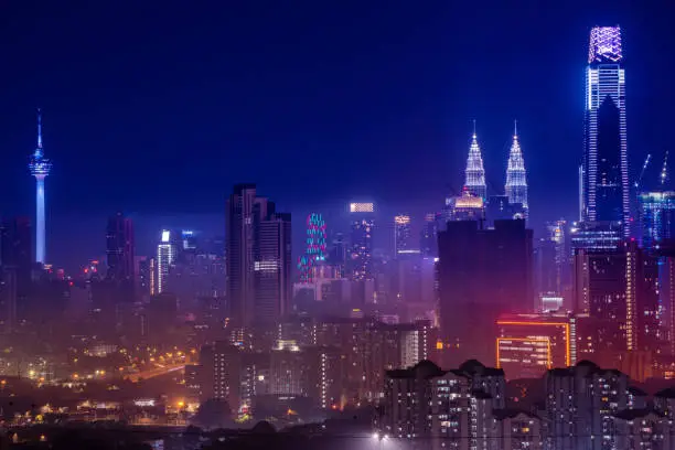 Image of Cityscape at night, Kuala Lumpur, Malaysia.