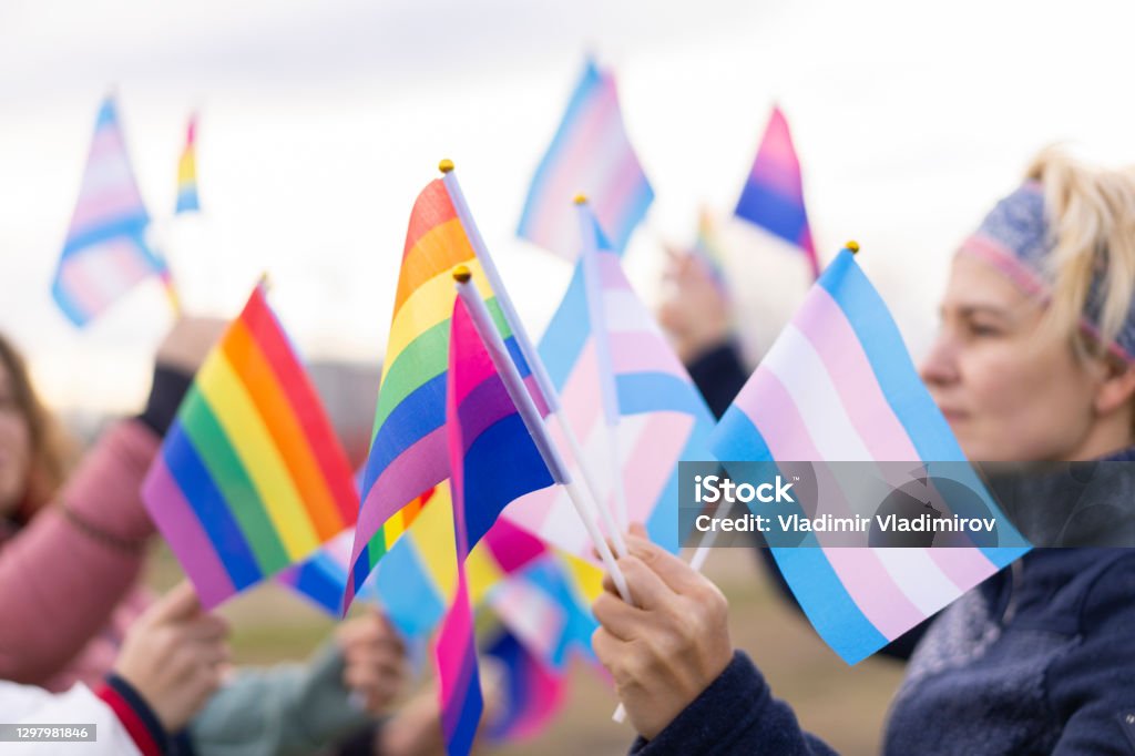 Pride protest Protest defending the human rights fro LGBTQi people LGBTQIA Rights Stock Photo