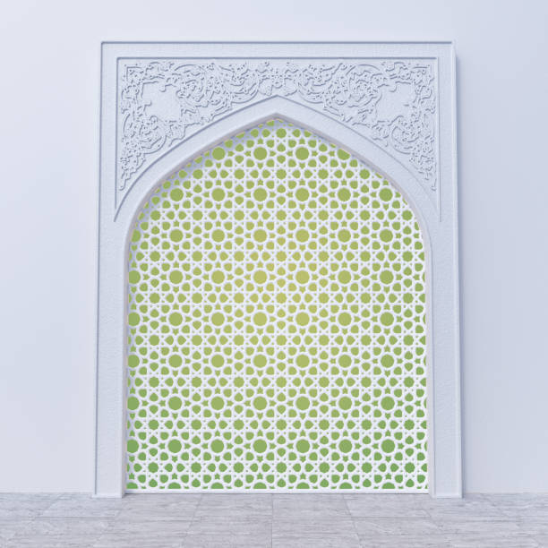 istock White Islamic Arch With Traditional Floral Design On Top And Arabesque Pattern Frame 1297982773