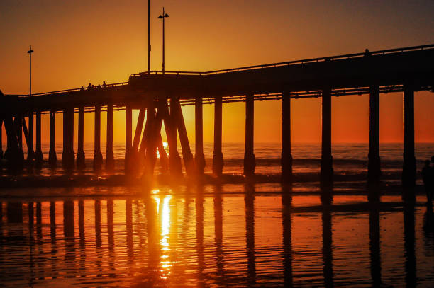 istock Venice Pier at sunset with surfers 1297988229