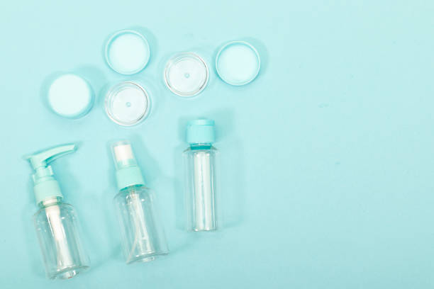 istock Plastic Clean Three blank bottles With Dispenser Pump and cream box 1297990426