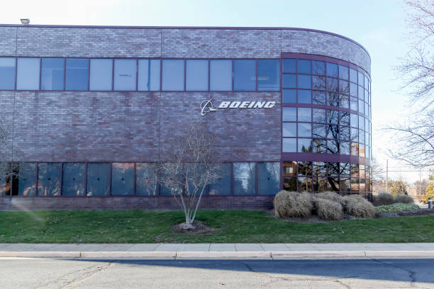 Boeing sign on the building in Herndon, Virginia, USA. Herndon, Virginia, USA- March 1, 2020: Boeing sign on the building in Herndon, Virginia, USA. herndon virginia stock pictures, royalty-free photos & images