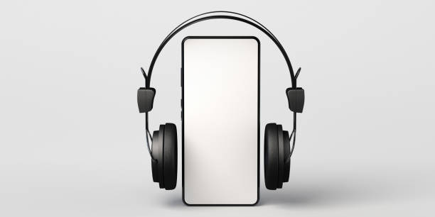 istock Smartphone mockup with headphones. 3d illustration. 1297995805
