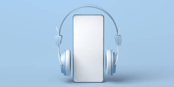istock Smartphone mockup with headphones. 3d illustration. 1297995813