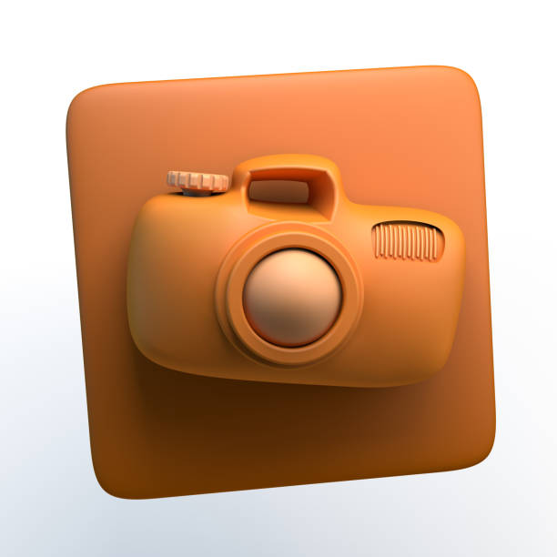 Photo camera icon on isolated white background. 3D illustration.