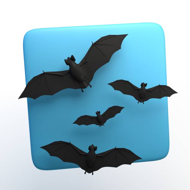 Halloween icon with bats on isolated white background. 3D illustration. App.