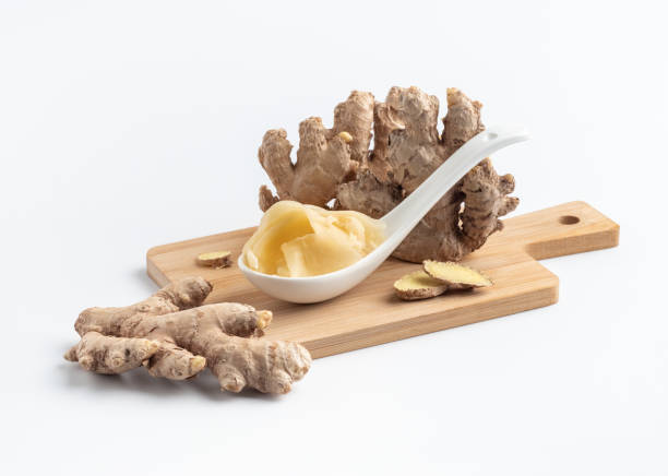 Ginger root and Gari ginger for sushi, close-up. stock photo