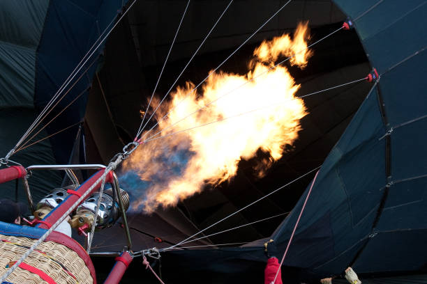 ein heißluftballonbrenner trim ireland europe - hot air balloon inflating natural gas sports race stock-fotos und bilder