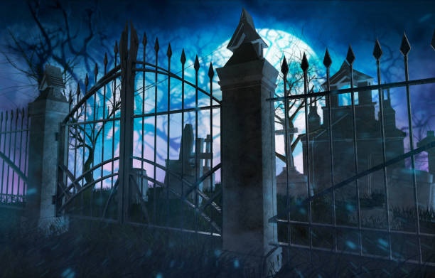istock 3d render of cemetary gates. 1298002218