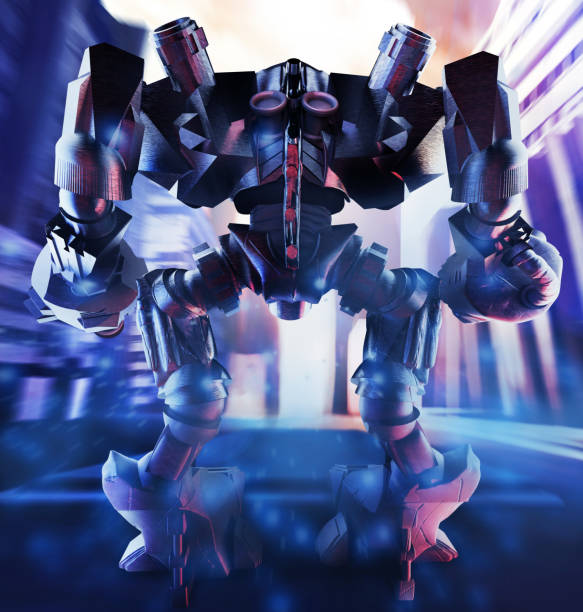 istock 3d image of a metal mechanic robot warrior. 1298002323