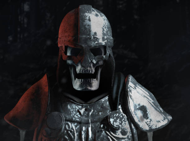 istock Isolated 3d image of scary skeleton viking ghost. 1298002362