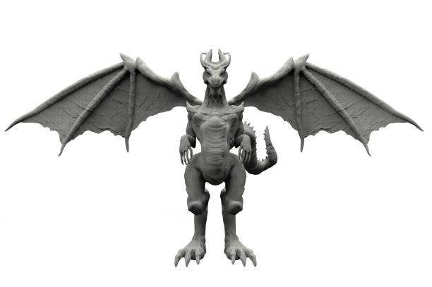 istock Isolated 3d render image illustration of stone dragon statue. 1298002928