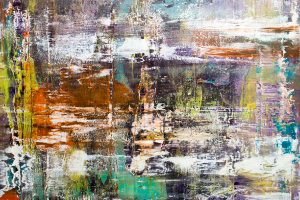 istock Painting Artistic bright color oil paint texture abstract artwork. Modern futuristic pattern for grunge wallpaper, interior, album, flyer cover, poster, booklet background. Creative graphic design 1298003295